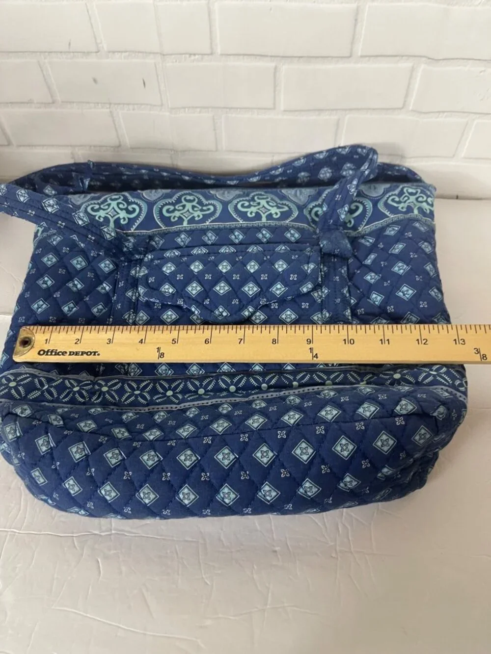 Croft & Barrow Quilted Fabric Shoulder Bag Blue Geometric Pattern Vintage